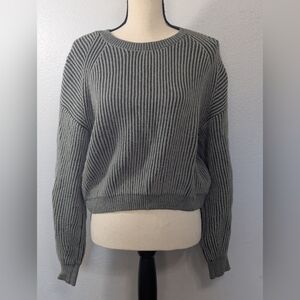 Full Tilt Green Ribbed Women's Cropped Sweater
